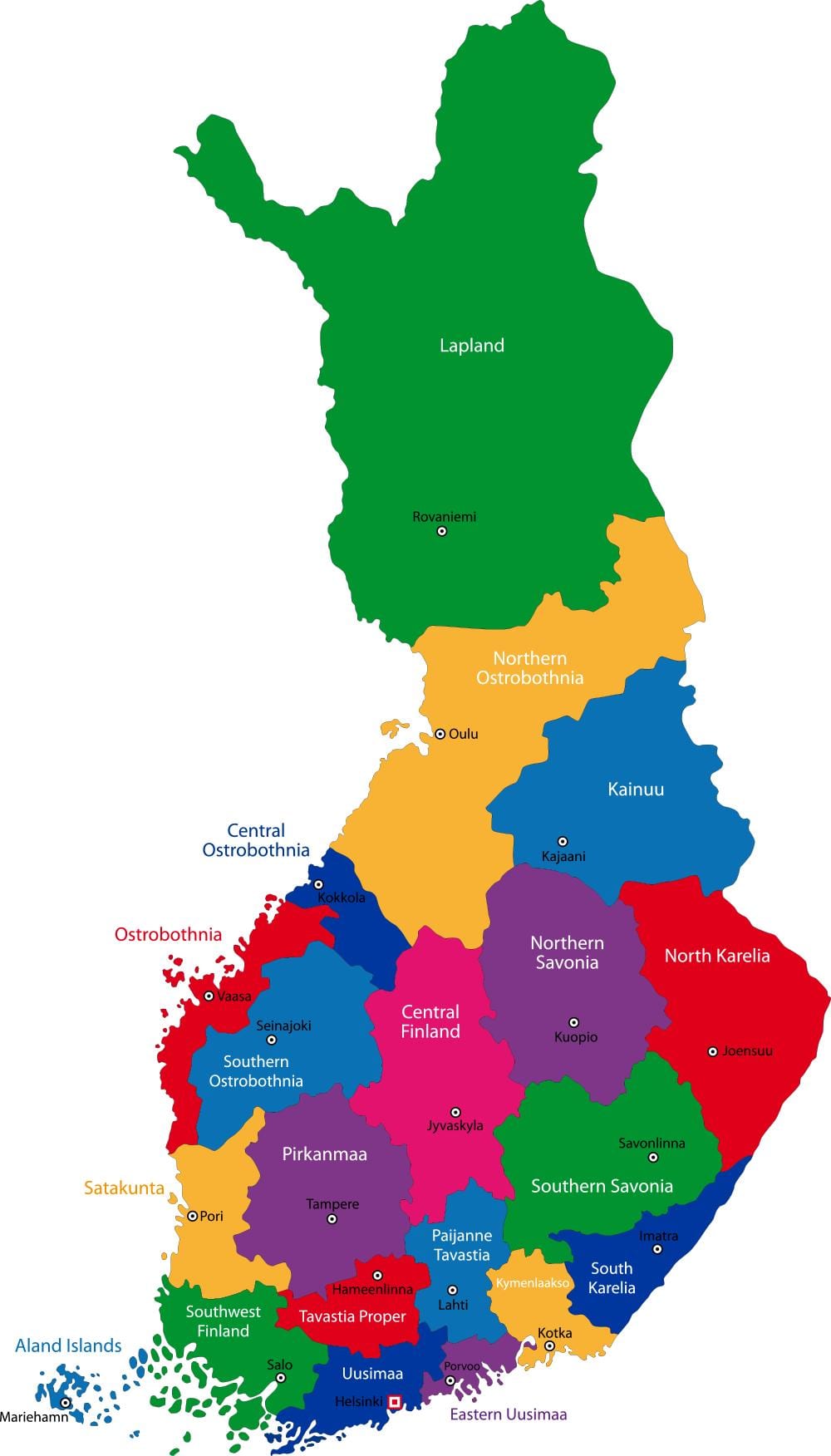 Finland provincies kaart