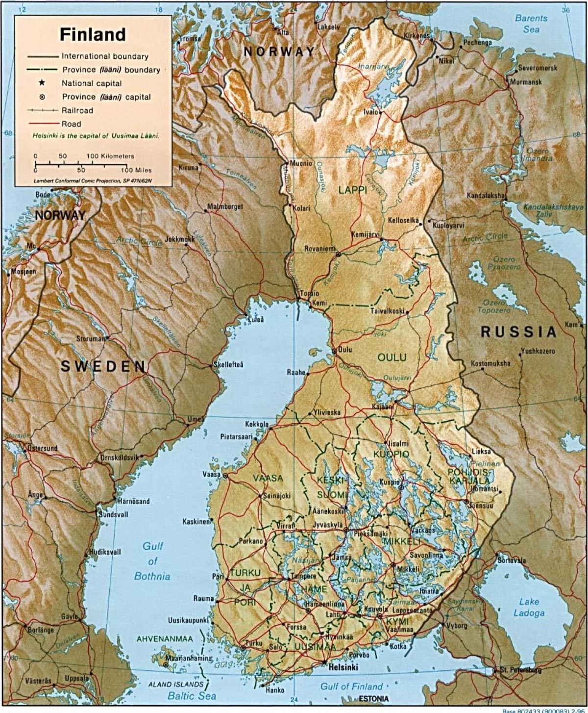 Topografische kaart van Finland