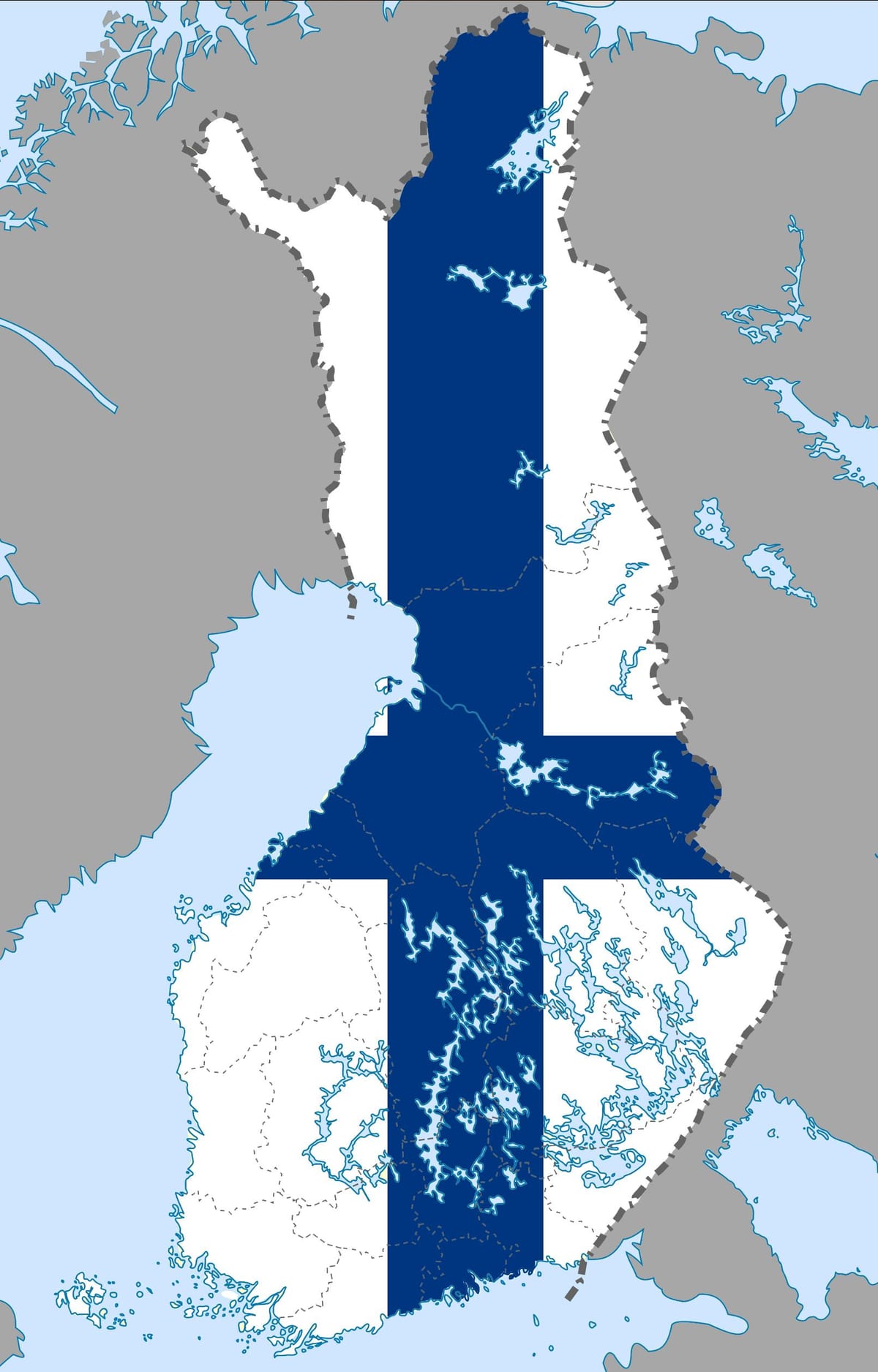 Finland vlag van de kaart