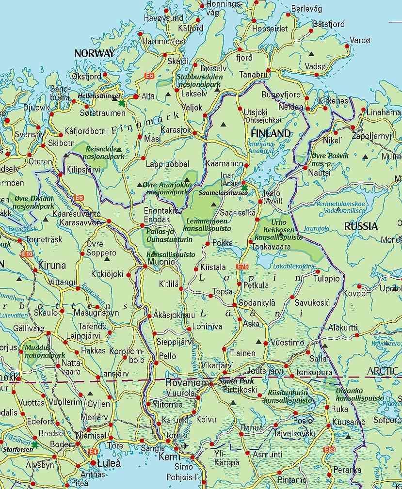 Kaart van Finland wandelen