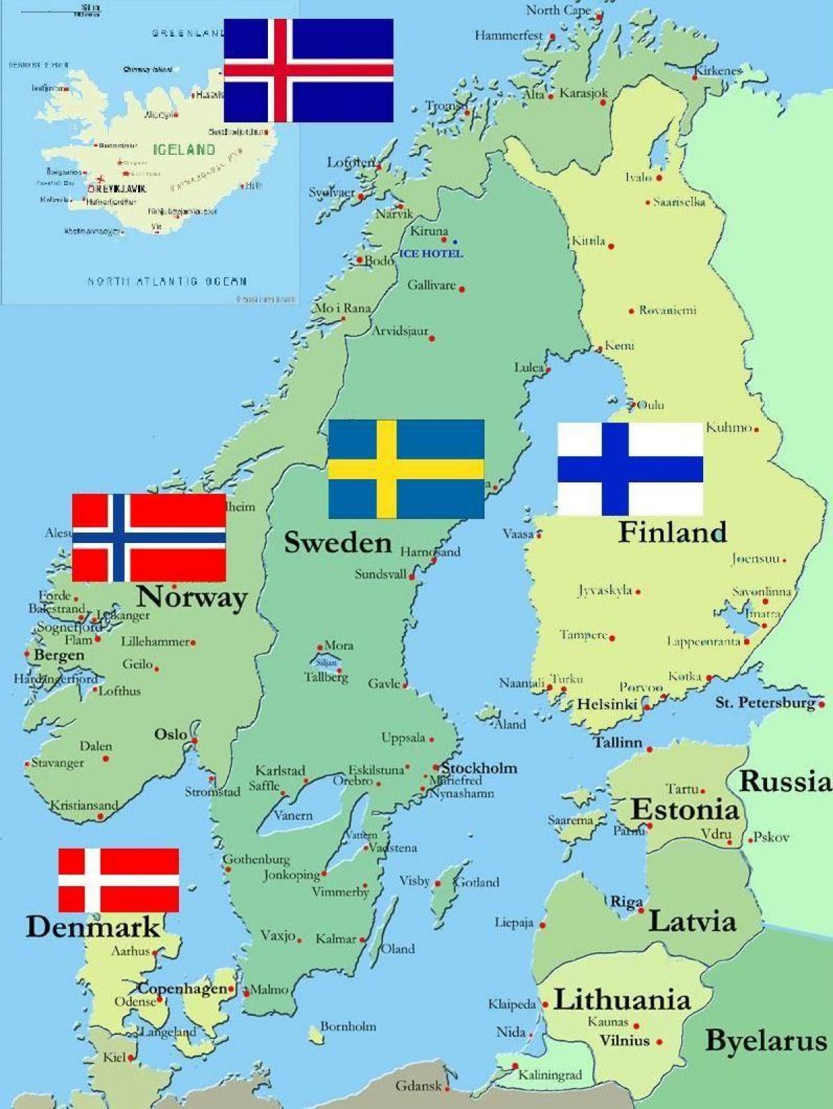Finland in kaart van de wereld