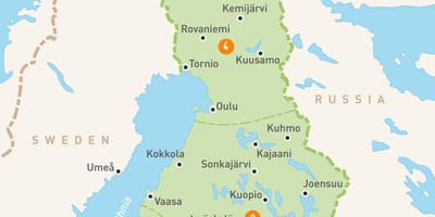 Kaart van Finland meren