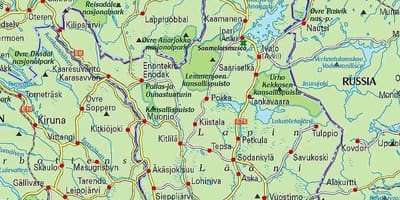 Kaart van Finland wandelen
